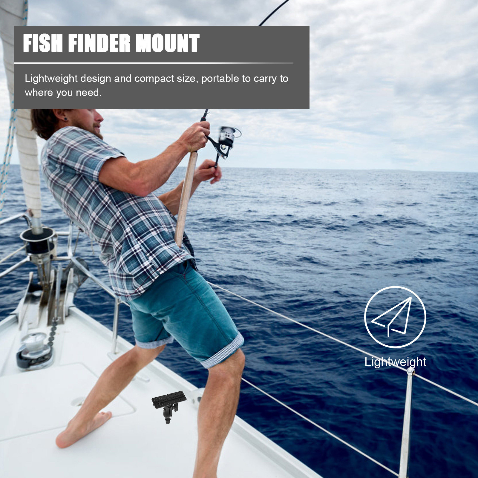 Fishing Kayak Fish Finder Mount - Plastikowy obrotowy uchwyt do mocowania echosondy