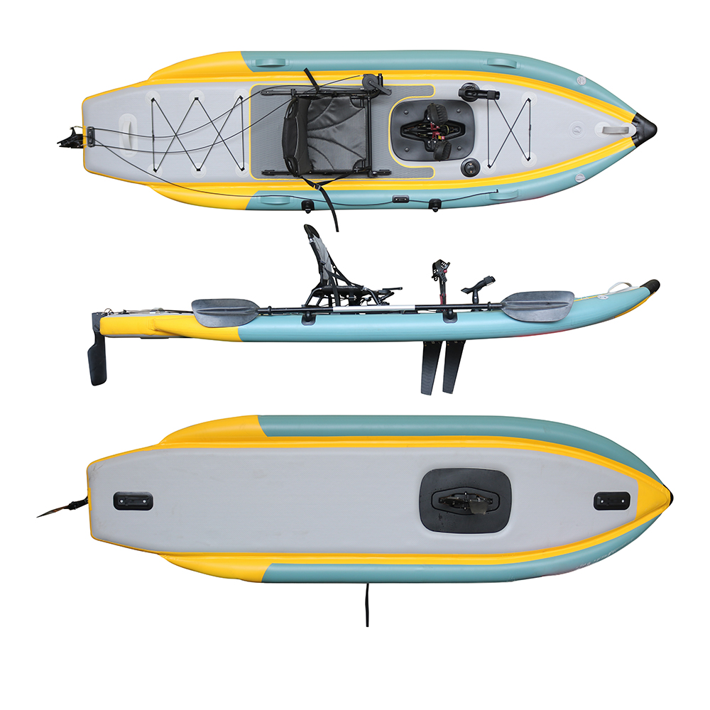 Fishing Kayak Sit On Top - Składany, dmuchany kajak wędkarski z napędem