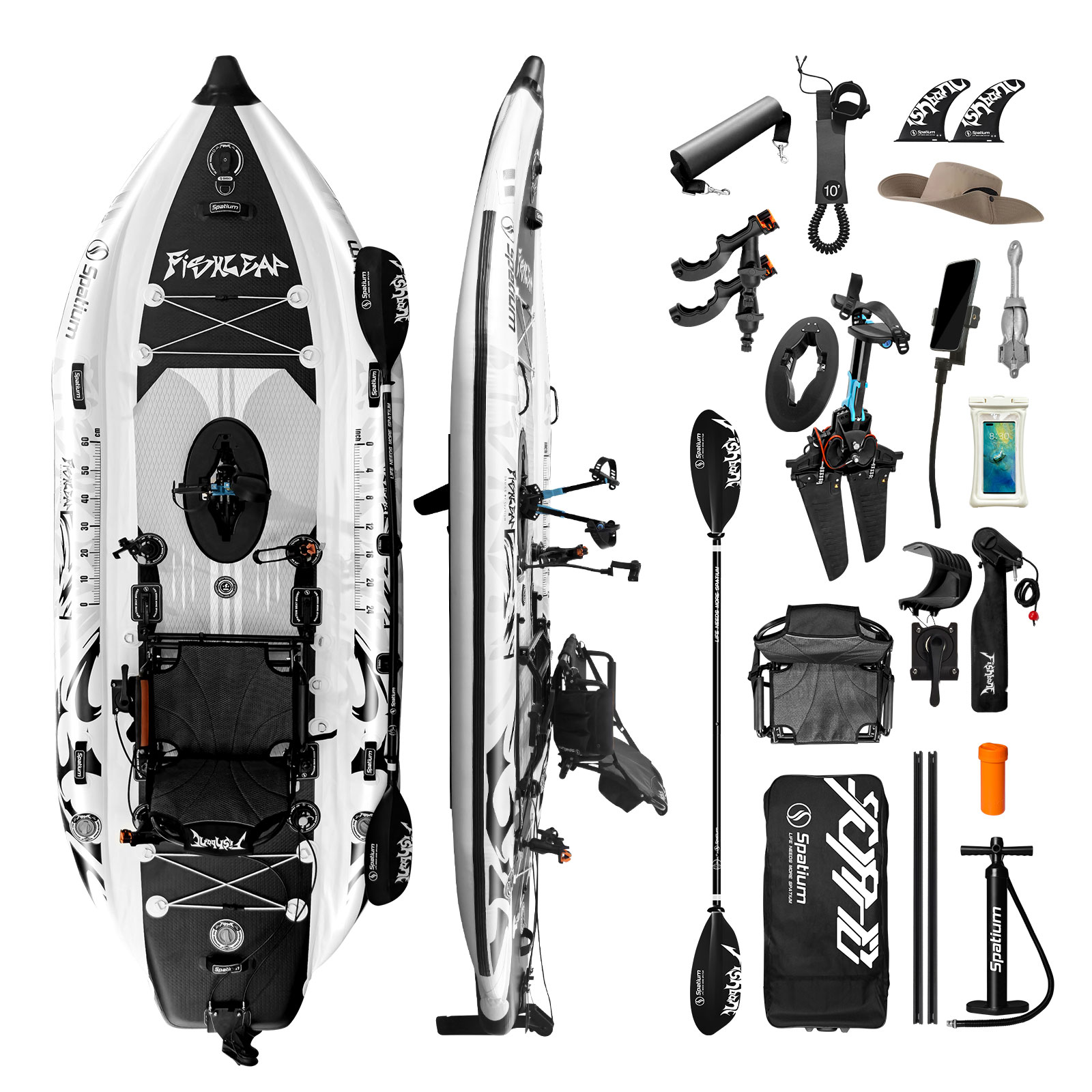 Fishing Kayak Pedal Drive - Spatium 11.5ft Kajak Wędkarski Nadmuchiwany z