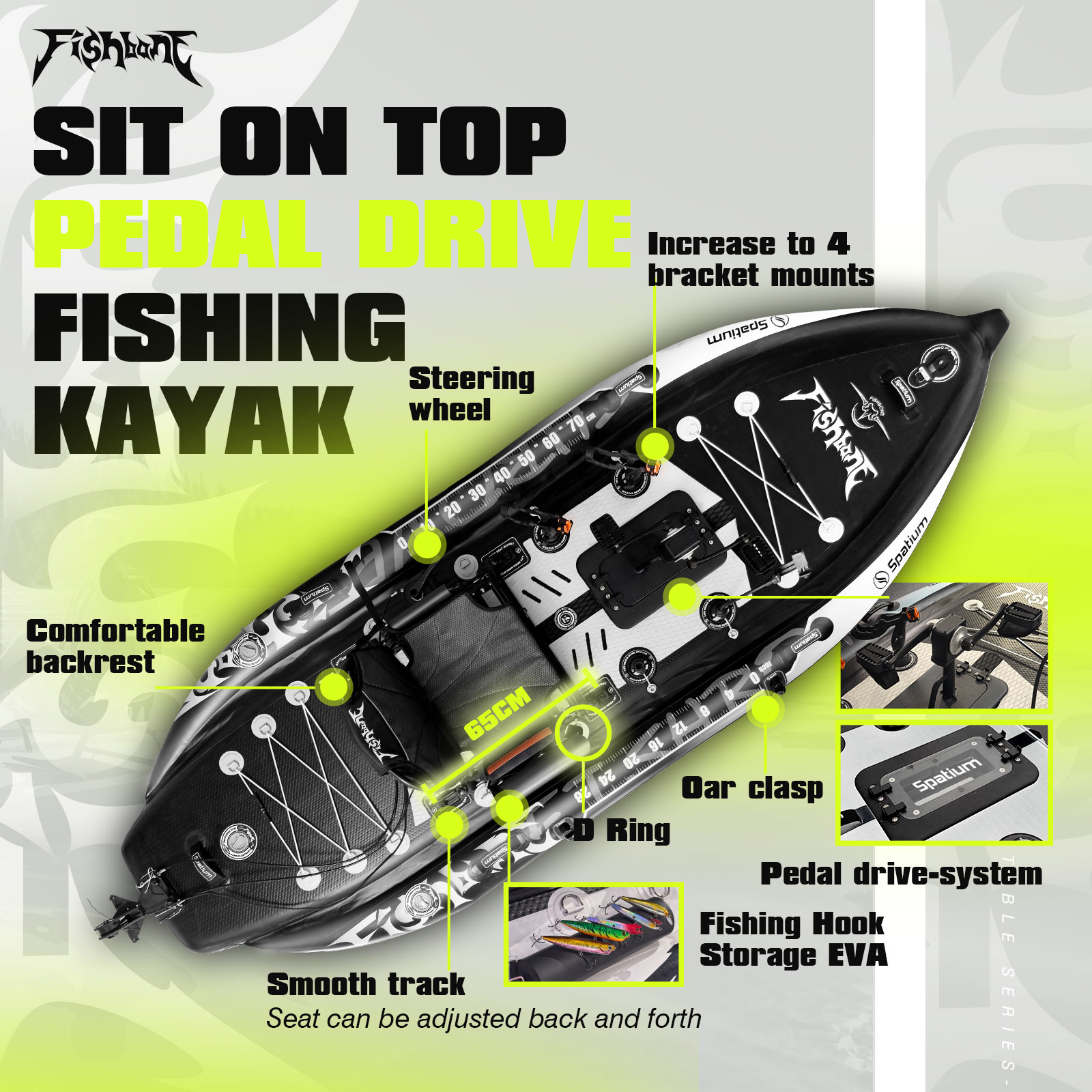 Kajak Spatium z napędem pedało – Fishing Kayak Pedal Drive recenzja i cena